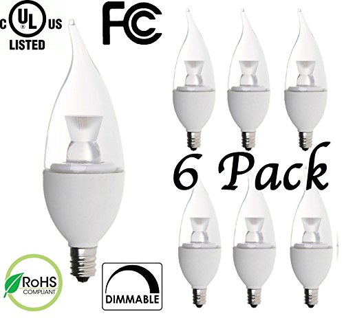 Chandelier Indoor/Outdoor BE12-5WW-6 Warm White 40 Watt using only 5 Watts 6 Pack Bioluz LEDFlame Tip Dimmable Candelabra LED E12 Candelabra Base Candle Bulbs 2700K Chandelier Indoor/Outdoor BE12-5WW-6 Warm White 40 Watt using only 5 Watts 6 Pack Bioluz LEDFlame Tip Dimmable Candelabra LED E12 Candelabra Base Candle Bulbs 2700K